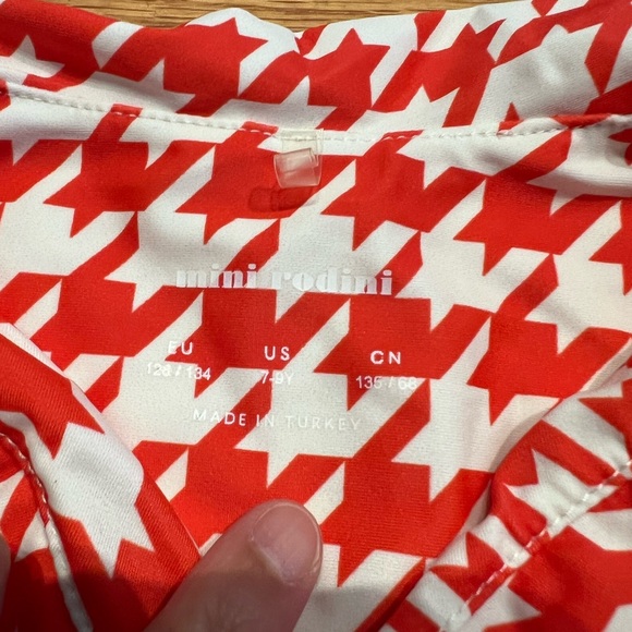 Red houndstooth rashguard sailor top with a horse size 128-134 (7-9yo) - Picture 8 of 8